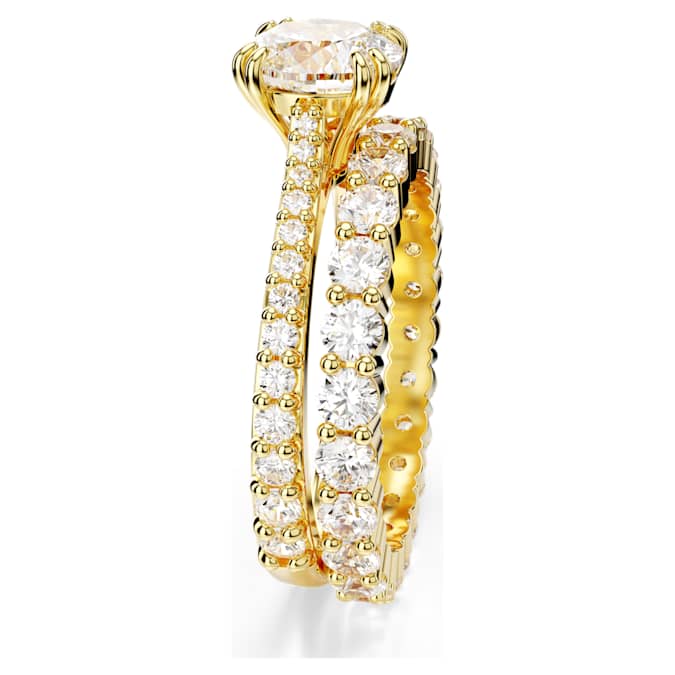 Stilla Ring Set (2), Round Cut, White, Gold-tone Plated 52
