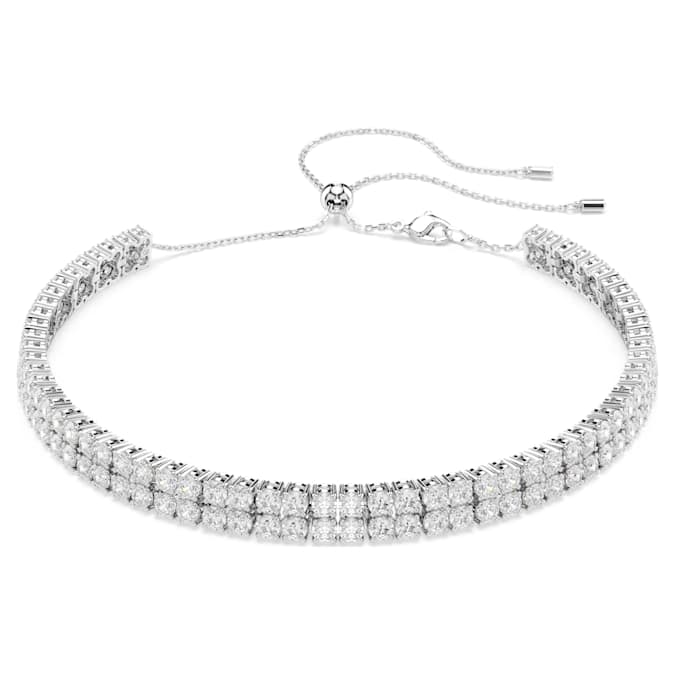 Matrix Tennis Choker Round Cut, White, Rhodium Plated