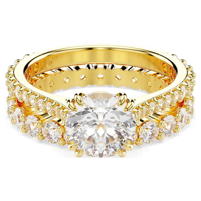 Stilla Ring Set (2), Round Cut, White, Gold-tone Plated 52