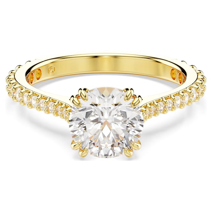 Stilla Ring Set (2), Round Cut, White, Gold-tone Plated 52