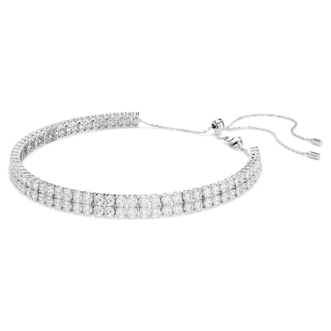 Matrix Tennis Choker Round Cut, White, Rhodium Plated